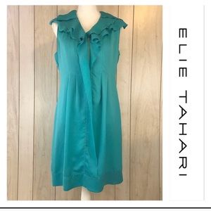 Elie Tahari Turquoise Blue Ruffled Dress